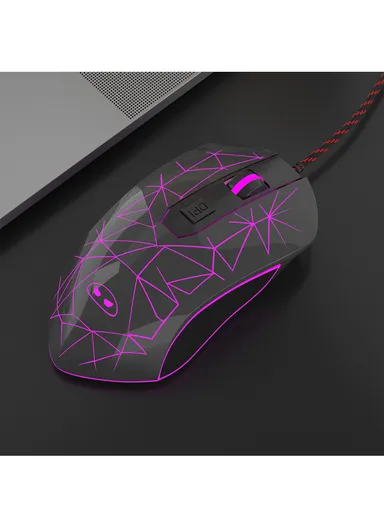 Wired Gaming Mouse, Ergonomic USB Optical Mouse with 7 Colors Breathing LED Backlit, 6 Adjustable Speed Levels from 600 to 3200 for Laptop PC Computer Games &amp; Work G6 - Black