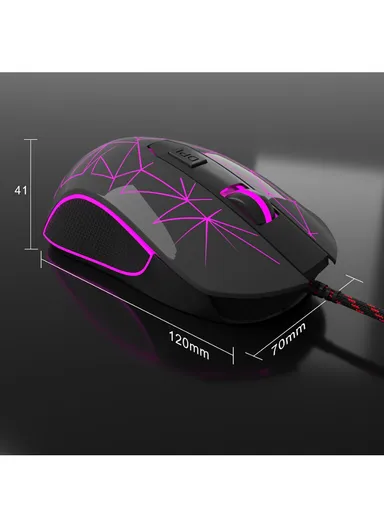 Wired Gaming Mouse, Ergonomic USB Optical Mouse with 7 Colors Breathing LED Backlit, 6 Adjustable Speed Levels from 600 to 3200 for Laptop PC Computer Games &amp; Work G6 - Black