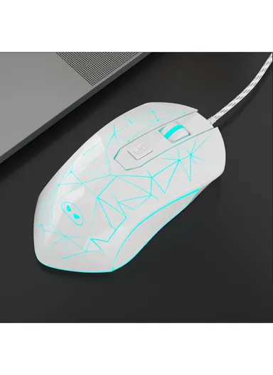Wired Gaming Mouse, Ergonomic USB Optical Mouse with 7 Colors Breathing LED Backlit, 6 Adjustable Speed Levels from 600 to 3200 for Laptop PC Computer Games &amp; Work G6 - White