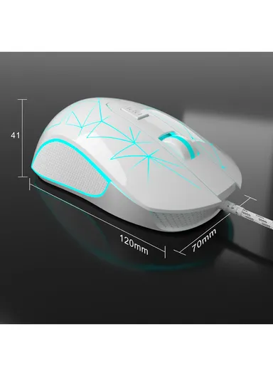 Wired Gaming Mouse, Ergonomic USB Optical Mouse with 7 Colors Breathing LED Backlit, 6 Adjustable Speed Levels from 600 to 3200 for Laptop PC Computer Games &amp; Work G6 - White
