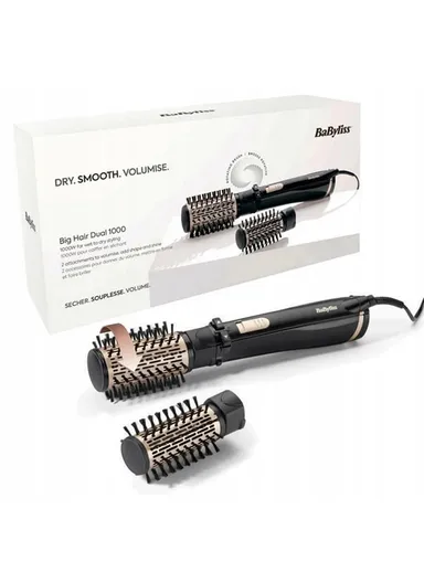 BaByliss Big Hair 1000W Rotating Brush + 2 Rotating Heads AS962E 