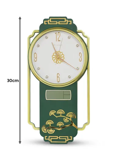 30cm Silent Modern Minimalist Battery-Operated Wall Clock Stylish Design with Durable Plastic Frame - Green