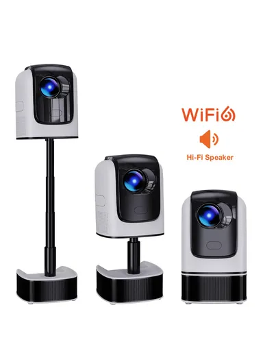 130" Display 390 ANSI Smart Projector, 2GB+32GB Home Cinema Projector, Native 1080P, 4K Video Decoding, WIFI &amp; Bluetooth, Retractable Stand, Built-in 3D Stereo Speakers HY360