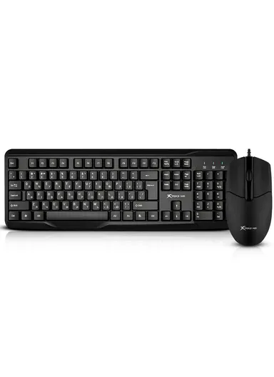 USB Wired Keyboard &amp; Mouse Combo with 104 Keys, Multi-Use Keyboard &amp; Mouse MK-207 - Black