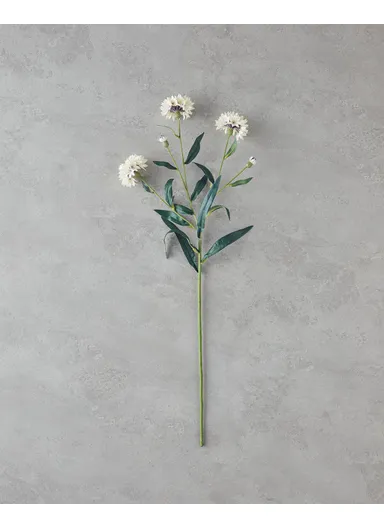 Cornflower Single Branch Artificial Flower 64 cm White