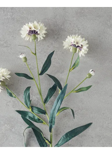 Cornflower Single Branch Artificial Flower 64 cm White