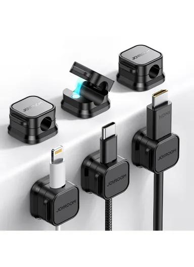 6 Pcs Magnetic Cable Organizer Strong Adhesive, Space-Saving Design, Multipurpose Use JR-ZS368  - Black