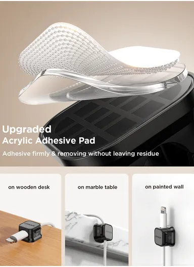 6 Pcs Magnetic Cable Organizer Strong Adhesive, Space-Saving Design, Multipurpose Use JR-ZS368  - White