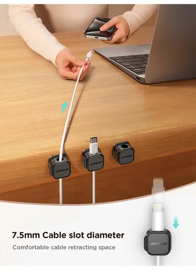 6 Pcs Magnetic Cable Organizer Strong Adhesive, Space-Saving Design, Multipurpose Use JR-ZS368  - White