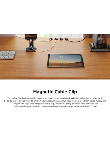 6 Pcs Magnetic Cable Organizer Strong Adhesive, Space-Saving Design, Multipurpose Use JR-ZS368  - White