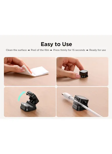 6 Pcs Magnetic Cable Organizer Strong Adhesive, Space-Saving Design, Multipurpose Use JR-ZS368  - White