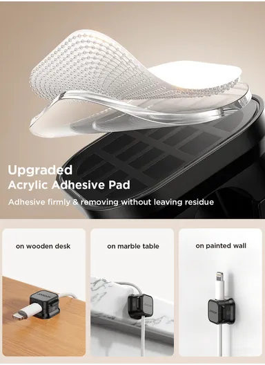 6 Pcs Magnetic Cable Organizer Strong Adhesive, Space-Saving Design, Multipurpose Use JR-ZS368  - White