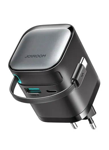 65W GaN Charger with Retractable Cable JR-TCL02 - Black