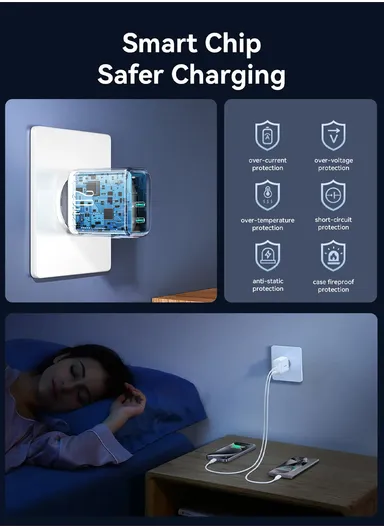 20W Dual-Port Fast Charger Superfast Charging for Samsung &amp; iPhones with 6-Point Safety Protection JR-TCF12 - White