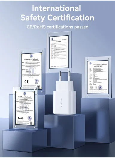 20W Dual-Port Fast Charger Superfast Charging for Samsung &amp; iPhones with 6-Point Safety Protection JR-TCF12 - White
