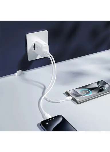 20W Dual-Port Fast Charger Superfast Charging for Samsung &amp; iPhones with 6-Point Safety Protection JR-TCF12 - White