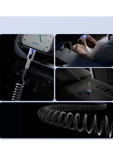 1.5m 60W Crystal-Clear Series Coiled Fast Charging Data Cable USB-A to Type-C S-A43 - Black