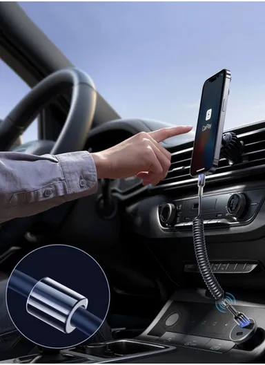 1.5m 60W Crystal-Clear Series Coiled Fast Charging Data Cable USB-A to Type-C S-A43 - Black