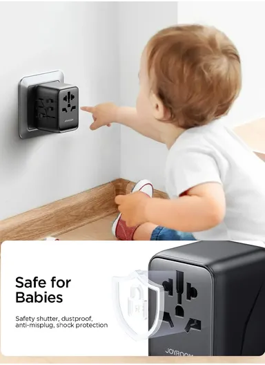 17W 3A1C Universal Travel Adapter Dual-Fuse Protection &amp; Efficient JR-TCW01 - Black