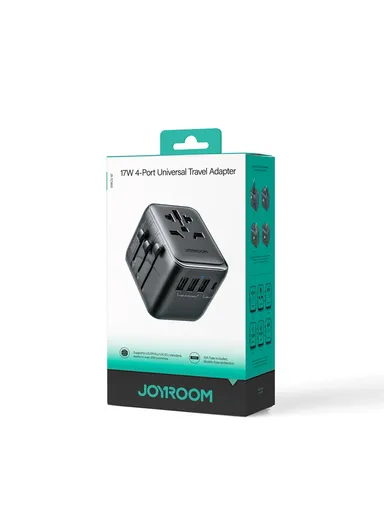 17W 3A1C Universal Travel Adapter Dual-Fuse Protection &amp; Efficient JR-TCW01 - Black