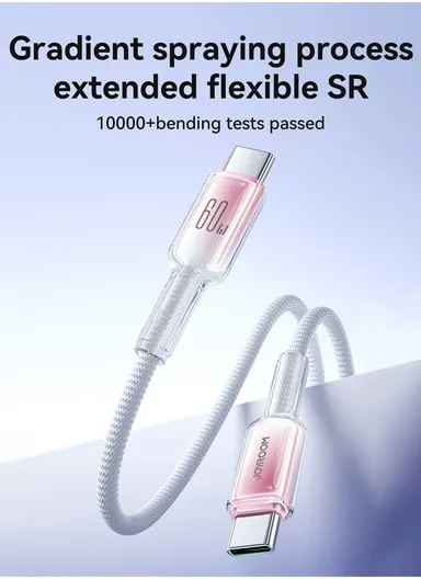 1.2m 60W Crystal-Clear Series 3A Fast Charging Data Cable (USB-A to Type-C) S-A42 - White