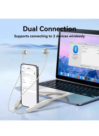Neckband Headphones 30H Playtime, AI Calls, Dual Connection &amp; Magnetic Design  JR-D8 - Creamy White