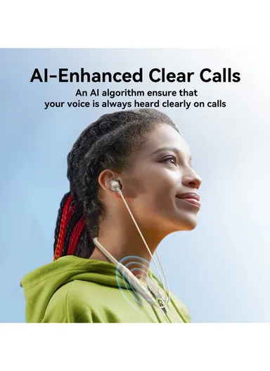 Neckband Headphones 30H Playtime, AI Calls, Dual Connection &amp; Magnetic Design  JR-D8 - Creamy White