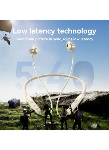 Neckband Headphones 30H Playtime, AI Calls, Dual Connection &amp; Magnetic Design  JR-D8 - Creamy White