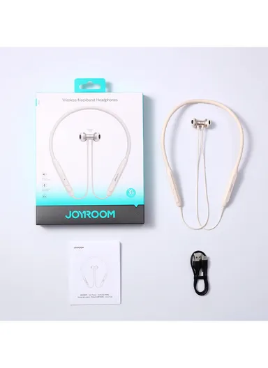 Neckband Headphones 30H Playtime, AI Calls, Dual Connection &amp; Magnetic Design  JR-D8 - Creamy White