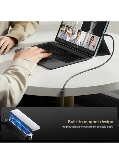 1.2m Unlimited Series 3A Fast Charging Data Cable USB-A to Type-C With Magnetic Clip S-A50 - Dark Gray