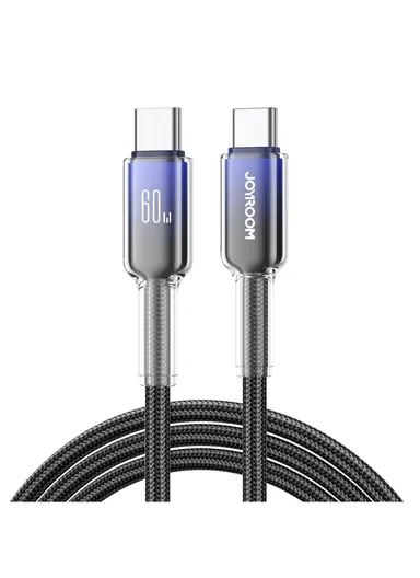 1.2m 60W Crystal-Clear Series 3A Fast Charging Data Cable (Type-C to Type-C) S-A42 - Black