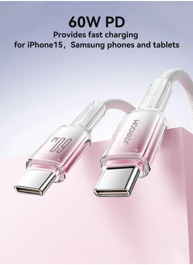 1.2m 60W Crystal-Clear Series 3A Fast Charging Data Cable (Type-C to Type-C) S-A42 - Black