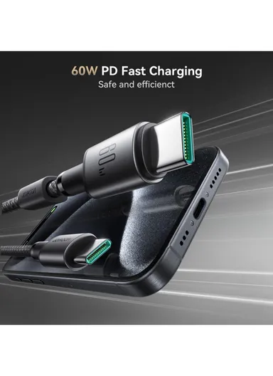1.2m 60W Unlimited Series 3A Fast Charging Data Cable Type-C to Type-C With Magnetic Clip S-A50 - Dark Gray