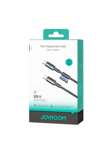 1.2m 60W Unlimited Series 3A Fast Charging Data Cable Type-C to Type-C With Magnetic Clip S-A50 - Dark Gray