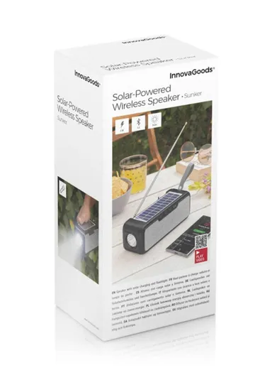InnovaGoods Wireless Speaker with Solar Charging and LED Torch Sunker | V0103466