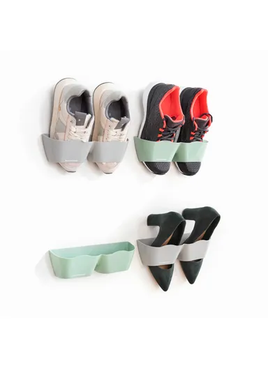4-pcs Adhesive Shoe Holders Space-Saving, Wall-Mounted &amp; Easy to Install V0103374