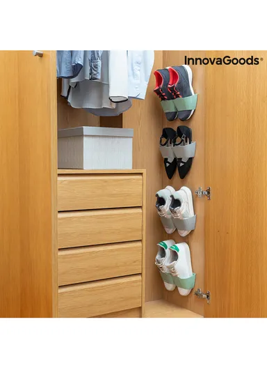 4-pcs Adhesive Shoe Holders Space-Saving, Wall-Mounted &amp; Easy to Install V0103374