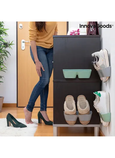 4-pcs Adhesive Shoe Holders Space-Saving, Wall-Mounted &amp; Easy to Install V0103374