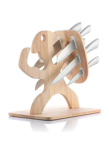 7 Pieces InnovaGoods Set of Knives with Wooden Base Spartan