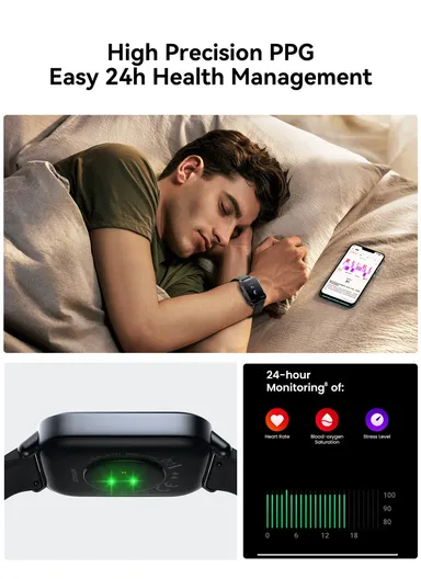 JR-FT3S 340mAh 1.96” HD Display Fit-life Series Smart Watch Answer / Make Call -  Titanium