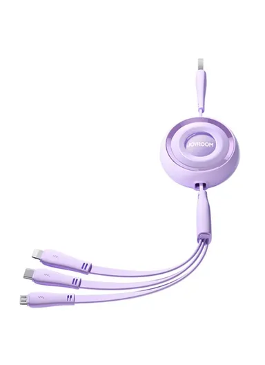 3.5A 1m 3-in-1 Mini Retractable Charging Cable S-A40 - Purple