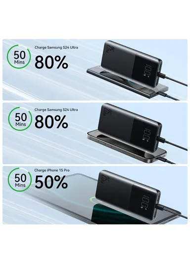 10000mAh 25W Digital Display Fast Charging Power Bank JR-PBF20 - Black