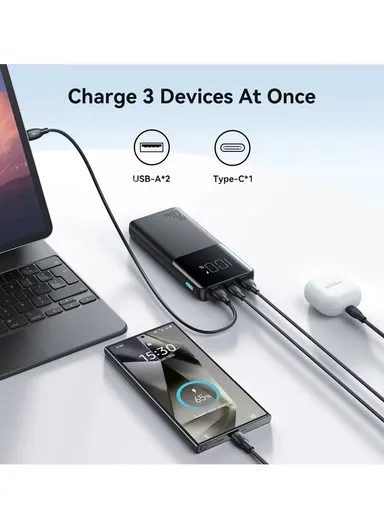 10000mAh 25W Digital Display Fast Charging Power Bank JR-PBF20 - Black