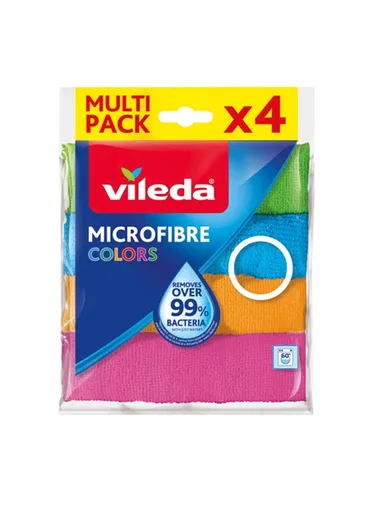 Vileda Microfibre Pack of 4 Dish Cloths (L9 x W6.3 x D0.5)cm