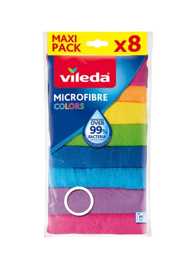 8 Pieces Vileda Colors Microfiber Dusting &amp; Degreasing Cloths - (L30 x W30 x D0.5)cm