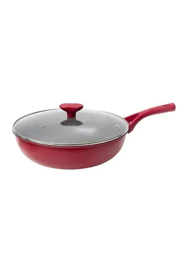 (L32 x W32 x H9)cm Fry Pan Wok With Lid Betty Crocker BC2042 - Red