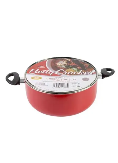 (L30 x W30 x H15)cm Non-Stick Casserole w/Lid Betty Crocker BC2037 - Red