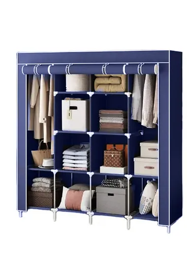 12 Shelves Collapsible Wardrobe Closet Clothes Storage Rack 28170 (W170 x D45 x H170)cm - Purple