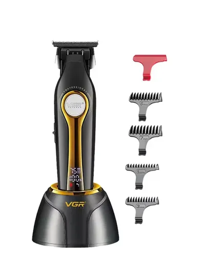 Professional Rechargeable Cordless Ceramic Blades Hair Clipper With LED Display V-993 - Black &amp; Gold