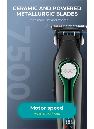 Professional Rechargeable Cordless Ceramic Blades Hair Clipper With LED Display V-993 - Black &amp; Gold